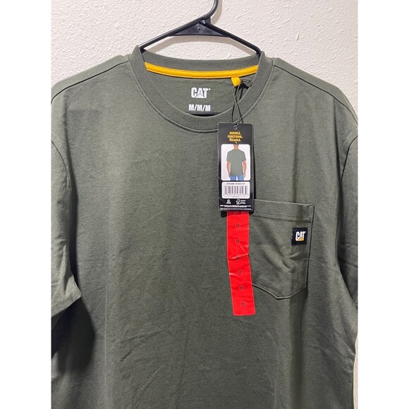 Caterpillar NWT Mens Green Short Sleeve Crew Neck Pocket T-Shirt, M, New - Picture 4 of 12